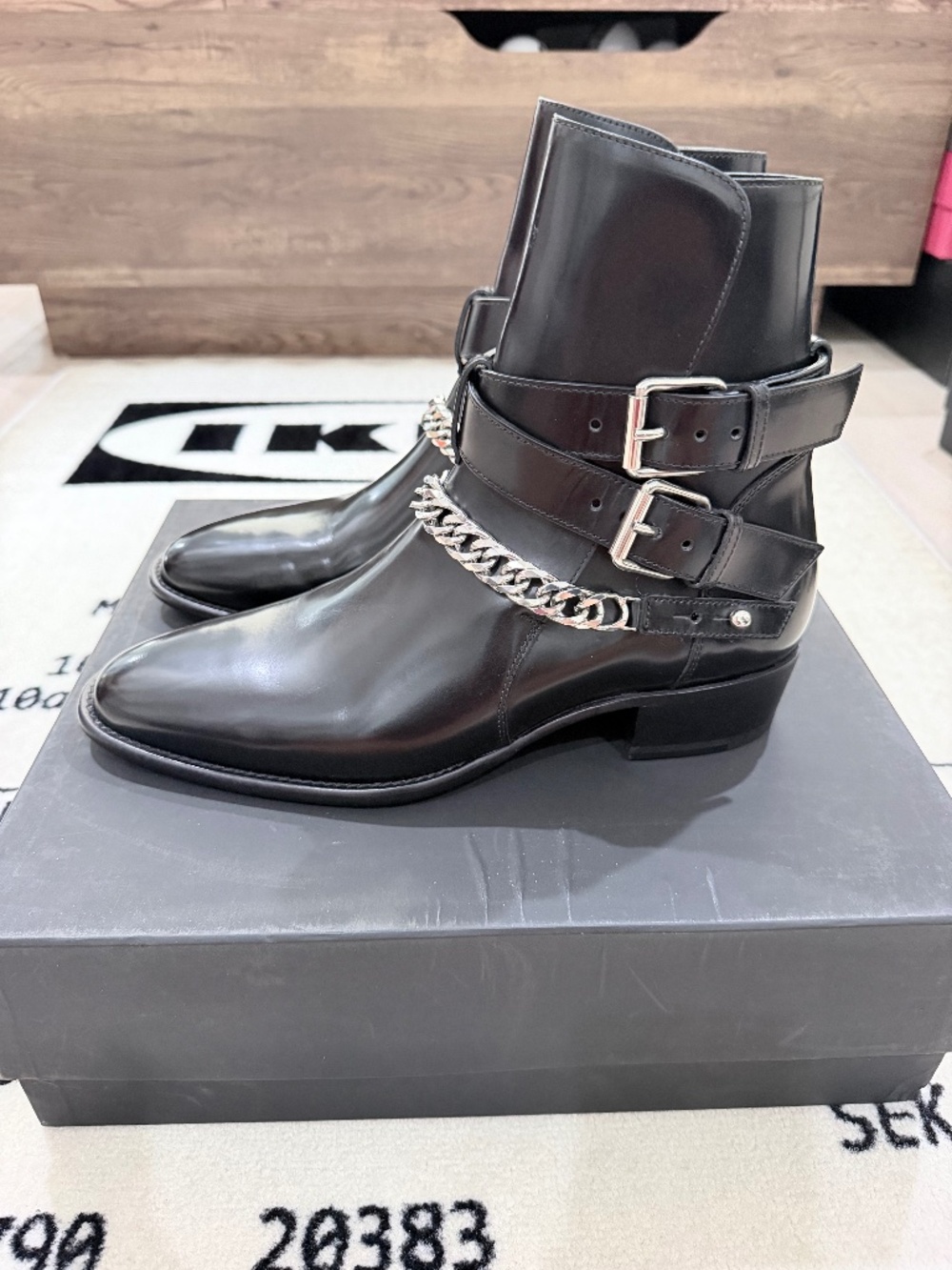 NEW AMIRI Jodhpur Double Strap Chain Calfskin Leather Ankle Boots